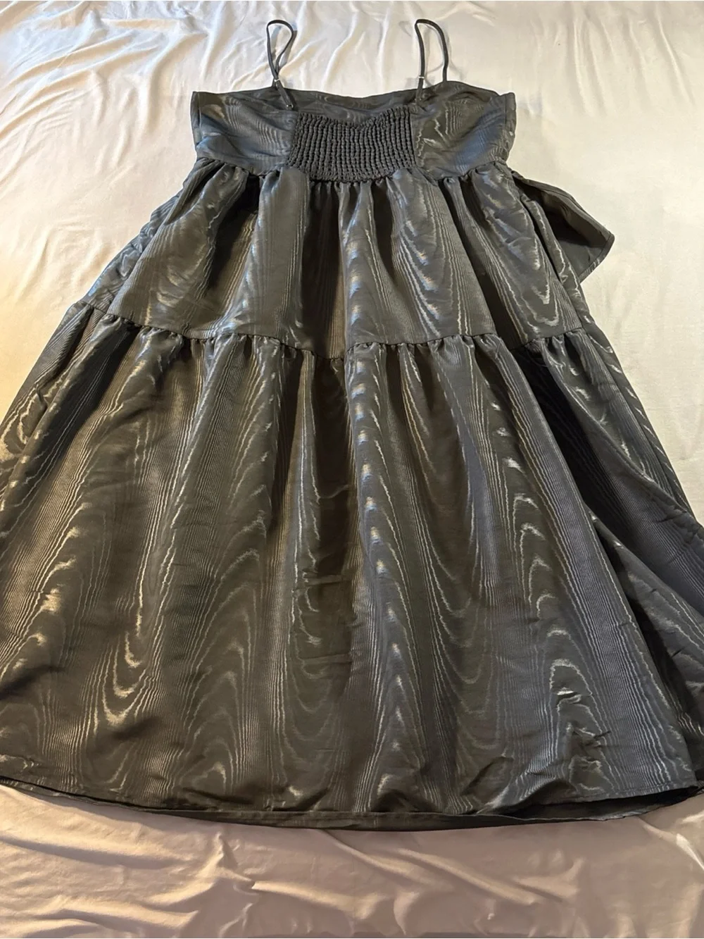 Kate Spade Black Ruffle Layered Formal Dress Sz XL Wood grain pattern Wed Guest
